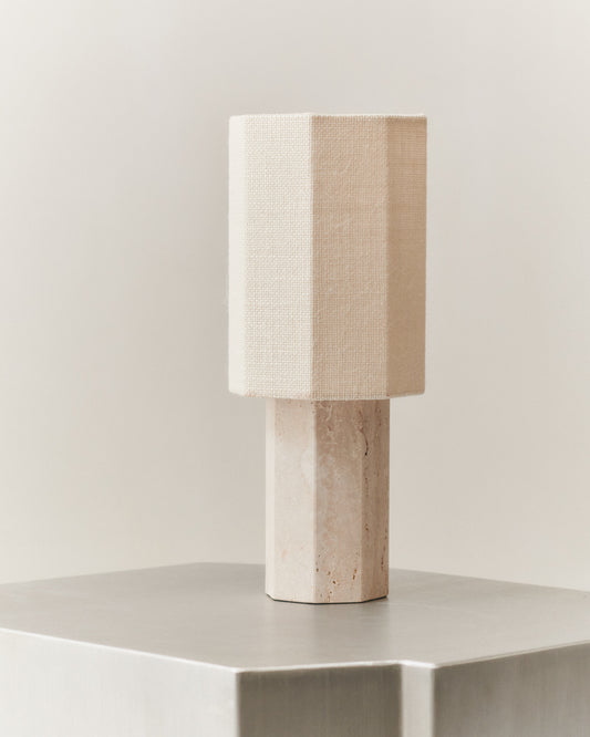EIGHT OVER EIGHT LAMP BEIGE TRAVERTINE SMALL