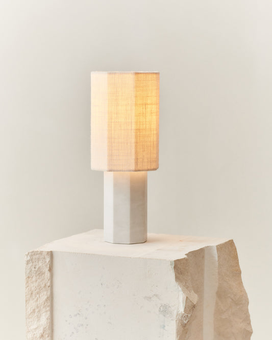 EIGHT OVER EIGHT LAMP WHITE MARBLE SMALL