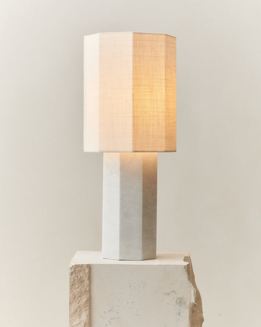 EIGHT OVER EIGHT LAMP WHITE MARBLE LARGE